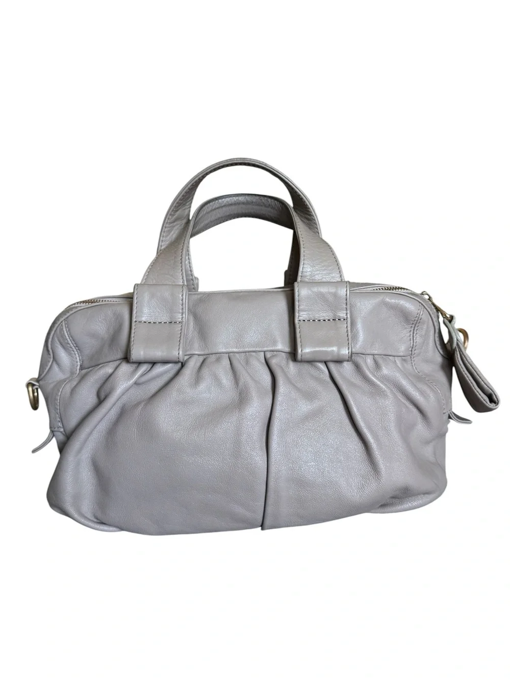 Authentic See by Chloé Taupe Leather Pleated Satchel Shoulder Bag - Picture 8 of 12